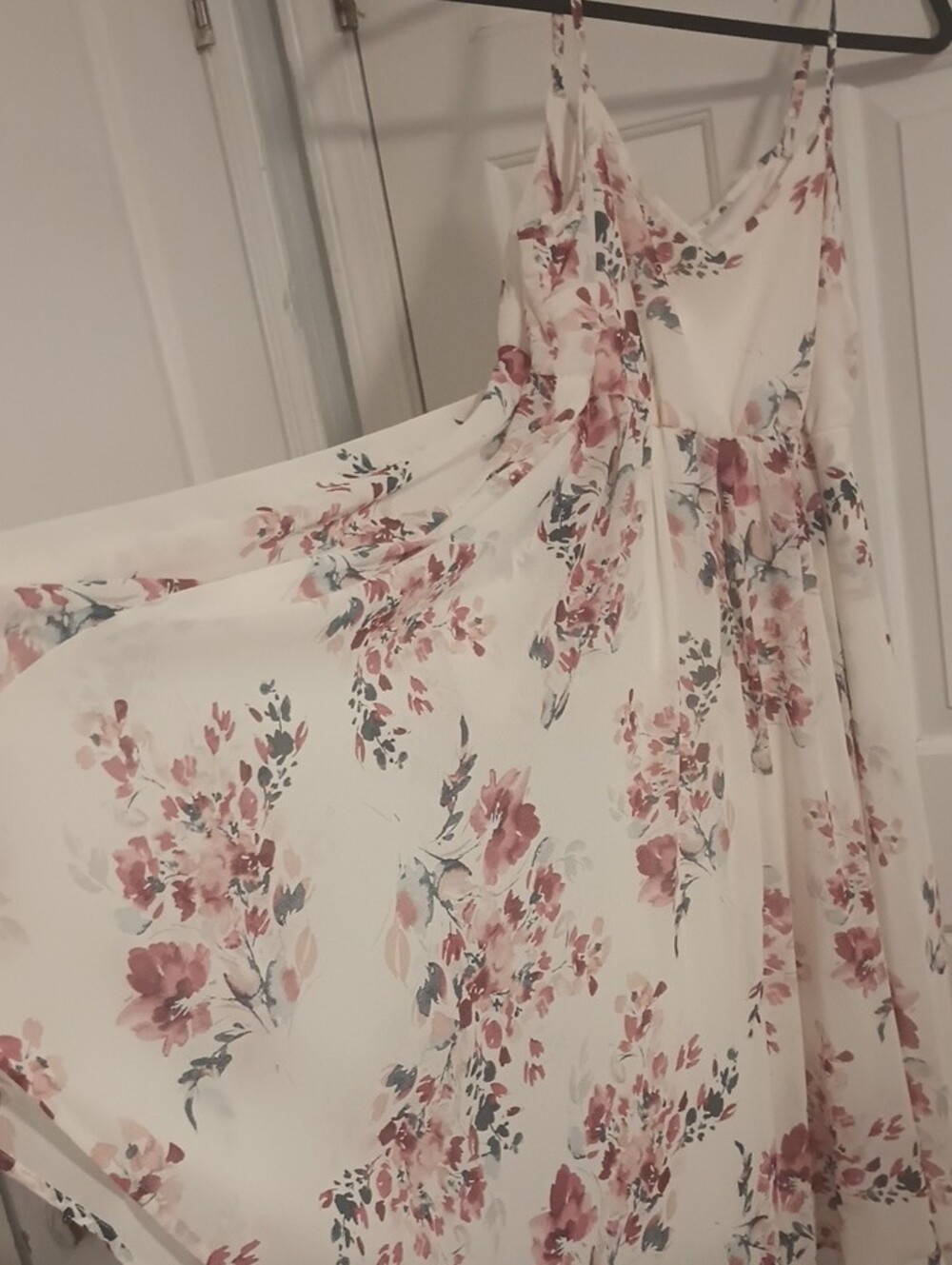 torrid Cream Midi Dress with Pink Floral Pattern - Picture 5 of 8
